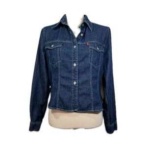 Levi's Red Tag Dark Indigo Denim Shirt Women’s Size Medium Button Down